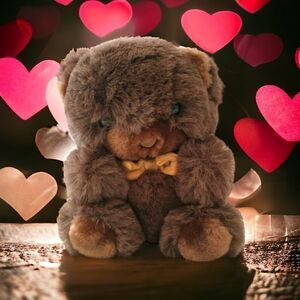 AMERICA WEGO Groom Teddy Bear Plush Vintage Stuffed Animal Korea Textured Brown.